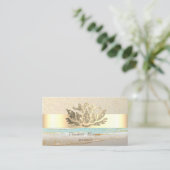 Moderne Gouden Confetti, Streep, Blauw, Lotus Visitekaartje (Staand voorkant)