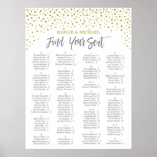 Moderne gouden Confetti-weddenschapskaart Poster (Voorkant)