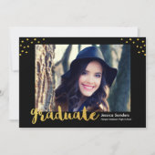 Moderne Gouden Decor Afstuderen Foto Afstudeerfees Kaart (Voorkant)