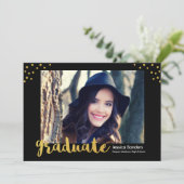 Moderne Gouden Decor Afstuderen Foto Afstudeerfees Kaart (Staand voorkant)