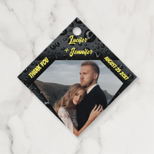 Moderne Gouden Diamant Aangepaste Bruiloft Favor T Bedankjes Labels (Voorkant)