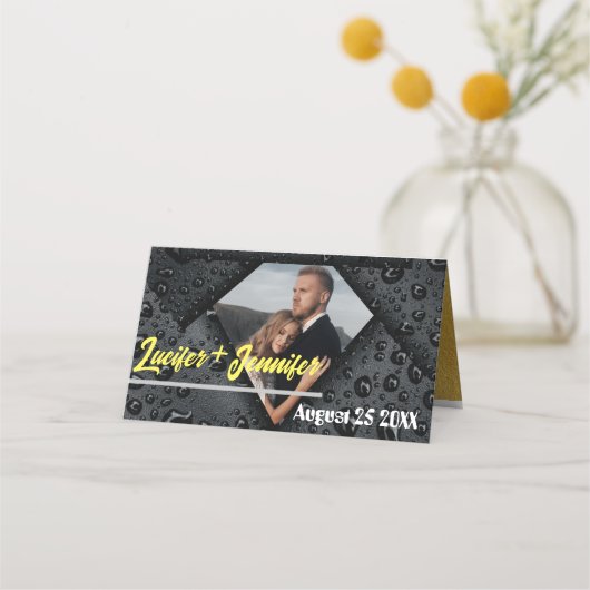 Moderne Gouden Diamant Bruiloft Aangepaste Foto Ge Plaatskaartje (Voorkant)
