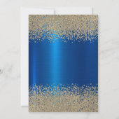 Moderne Gouden Diamanten Blauw Metallic Quinceañer Kaart (Achterkant)