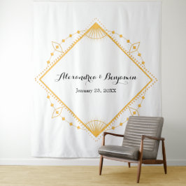 Moderne Gouden Diamanten Bruiloft Foto Booth Achte Wandkleed
