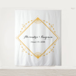 Moderne Gouden Diamanten Trouwfeest Fotocabine Ach Wandkleed