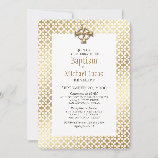 Moderne gouden doop kaart (Voorkant)