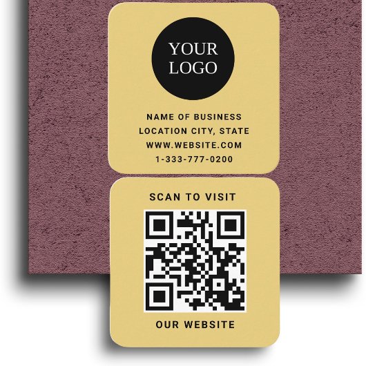 Moderne Gouden Douane Logo en QR Code Vierkante Visitekaartje