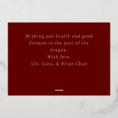 Moderne Gouden Draak voor het Maan Nieuwjaar Folie Feestdagenkaart (Achterkant)