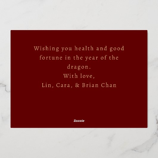 Moderne Gouden Draak voor het Maan Nieuwjaar Folie Feestdagenkaart (Achterkant)