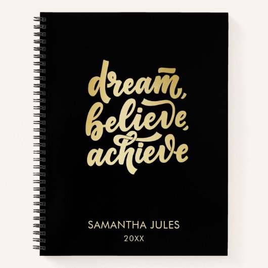 Moderne gouden dromen geloven dat je Motivatie kun Notitieboek (Voorkant)