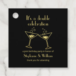 Moderne gouden dubbele viering gezamenlijke verjaa bedankjes labels