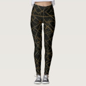 Moderne Gouden Dunne Lijnen Abstract Decoratief Pa Leggings (Voorkant)