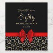 Moderne Gouden Egypte Geometrisch Rode Strik 80ste Wijn Etiket (Enkel label)