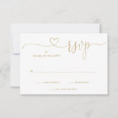 Moderne Gouden Elegante Script Hart RSVP Kaartje (Voorkant)