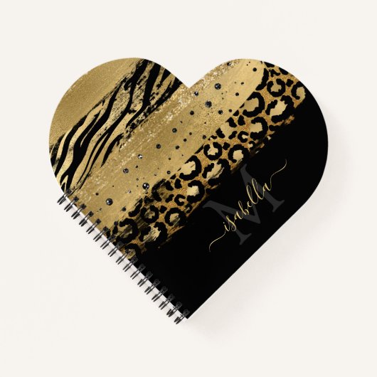 Moderne gouden elegante script monogram notitieboek (Voorkant)