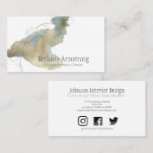 Moderne gouden en Blauwgroen swash handgetekende j Visitekaartje (Voorkant / Achterkant)