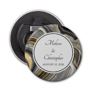 Moderne gouden en grijze Agate Geode Button Flesopener