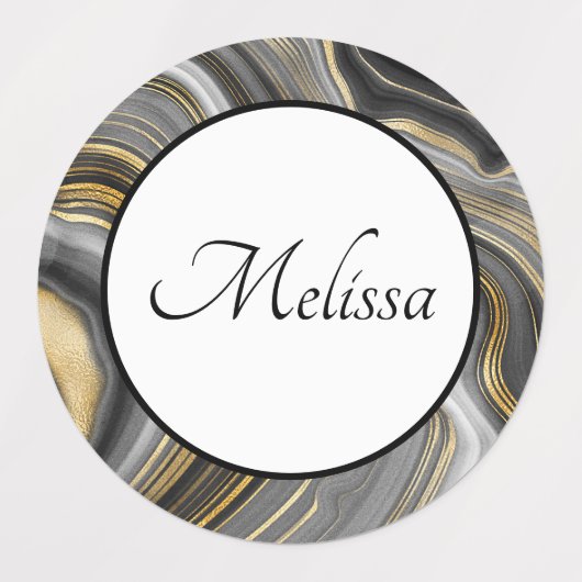 Moderne gouden en grijze Agate Geode Labels (Design 1)