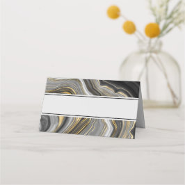 Moderne gouden en grijze Agate Geode Plaatskaartje