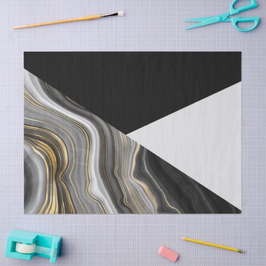 Moderne gouden en grijze Agate Geode Tissuepapier (Craft)