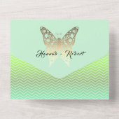 Moderne Gouden en Groene Huwelijk All In One Uitnodiging (Achterkant)