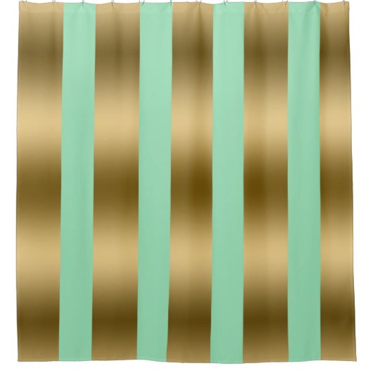Moderne Gouden en groene strepen Douchegordijn (Voorkant)