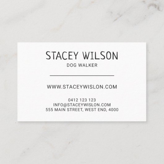 Moderne gouden en marine hond Walker | oppas Visitekaartje (Achterkant)