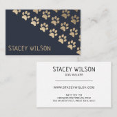 Moderne gouden en marine hond Walker | oppas Visitekaartje (Voorkant / Achterkant)