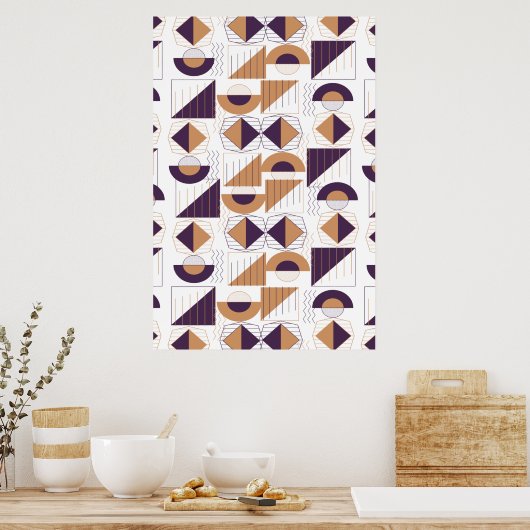 Moderne gouden en paarse Abstracte geometrische pa Poster (Keuken)