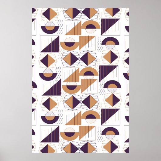 Moderne gouden en paarse Abstracte geometrische pa Poster (Voorkant)