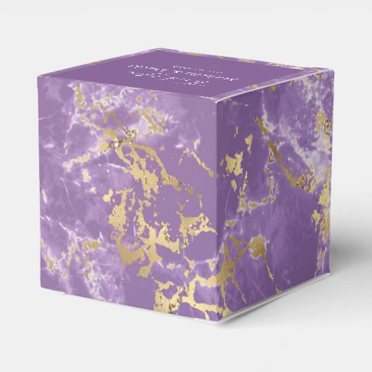 Moderne gouden en Paarse marmer-pleisterbox Bedankdoosjes (Achterkant)