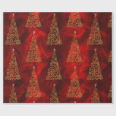 Moderne gouden en rode kerst cadeaupapier (Vlak)