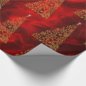 Moderne gouden en rode kerst cadeaupapier (Hoek)
