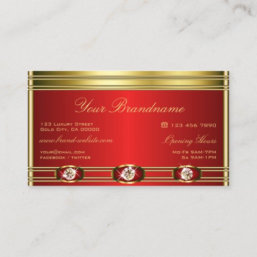 Moderne gouden en rode kleuren met Faux Rhinestone Visitekaartje (Achterkant)