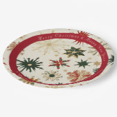 moderne gouden en rode sneeuwvlokken papieren bordje (Gekanteld)