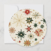 Moderne gouden en rode sneeuwvlokken rond feestdagenkaart (Achterkant)