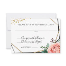 Moderne Gouden en Roze Geometrische Huwelijks RSVP