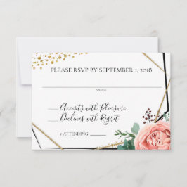 Moderne Gouden en Roze Geometrische Huwelijks RSVP Kaart