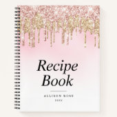 Moderne gouden en roze glitters Receptenboek Notitieboek (Voorkant)
