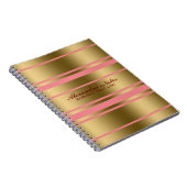 Moderne gouden en roze strips notitieboek (Rechterzijde)