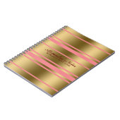 Moderne gouden en roze strips notitieboek (Linkerzijde)