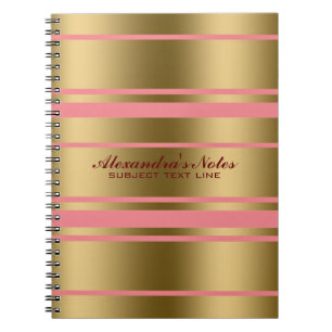 Moderne gouden en roze strips notitieboek