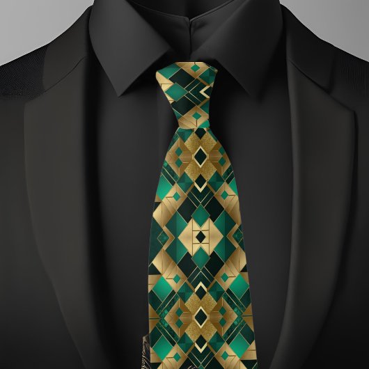 Moderne gouden en smaragdgroene stropdas