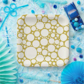 Moderne gouden en witte champagne bubbels papieren bordje (Feest)