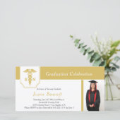 Moderne Gouden en Witte Foto Verpleegkunde Afstude Aankondiging (Staand voorkant)