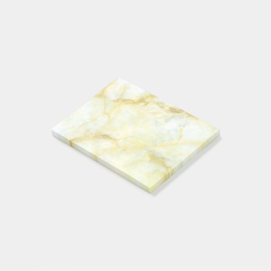 Moderne gouden en witte marmer post-it® notes (Schuin)