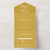 Moderne gouden en witte typografie bruiloft all in one uitnodiging (Binnen)