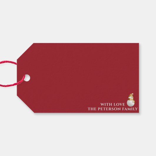 Moderne gouden en witte versieringen 1 Rood Label Cadeaulabel (Achterkant Horizontaal)