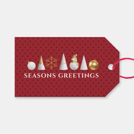 Moderne gouden en witte versieringen 1 Rood Label Cadeaulabel (Voorkant (Horizontaal))
