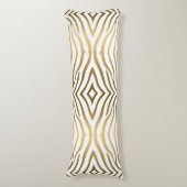 Moderne gouden en witte zebrastripes lichaamskussen (Voorkant Verticaal)